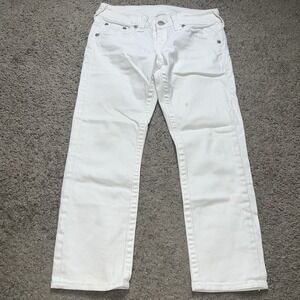 TRUE RELIGION KATE Jeans White Stretch Cropped Denim - Women 28 MADE IN USA